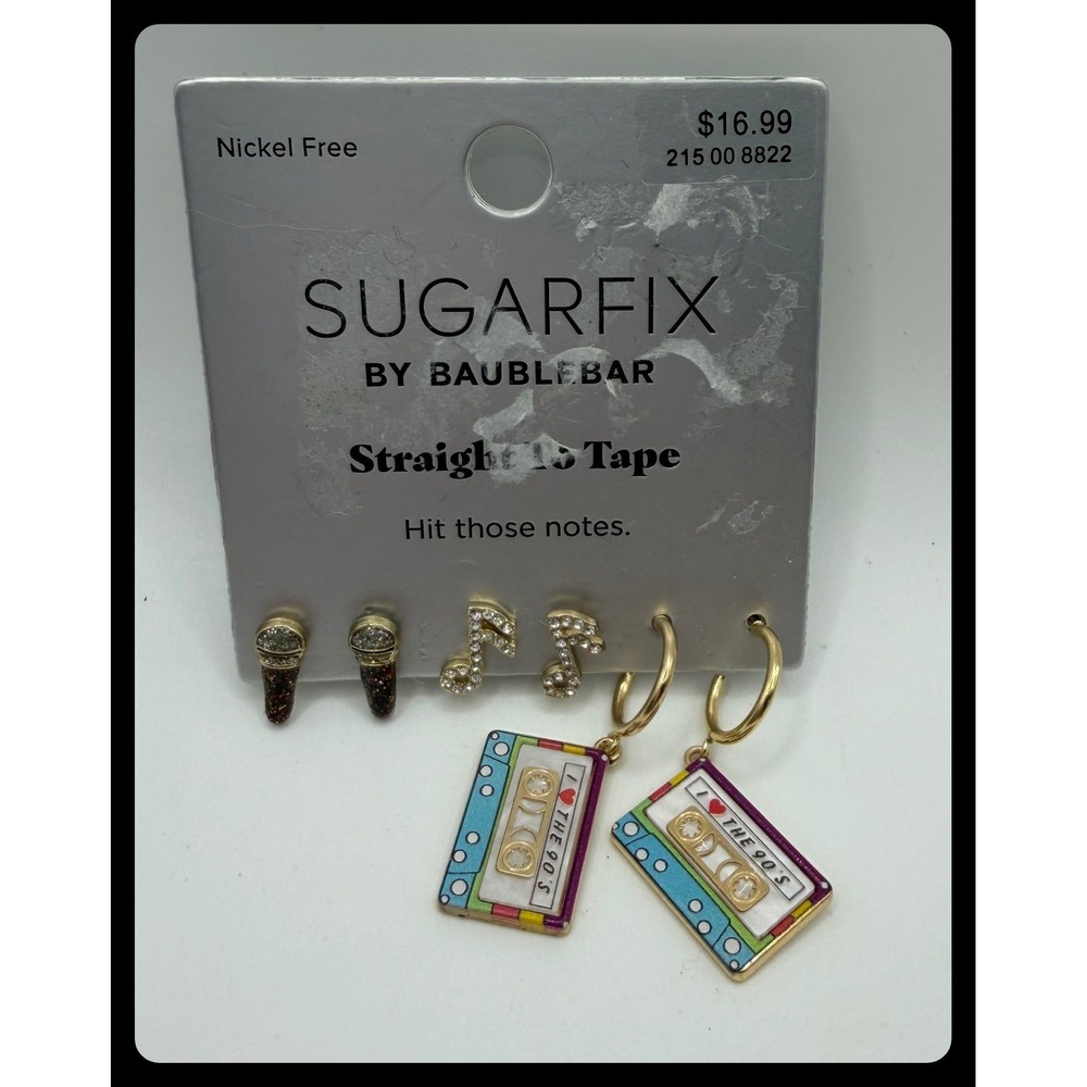 Sugarfix by BaubleBar Earring Set Women NS Gold Retro 90s Music Jewelry